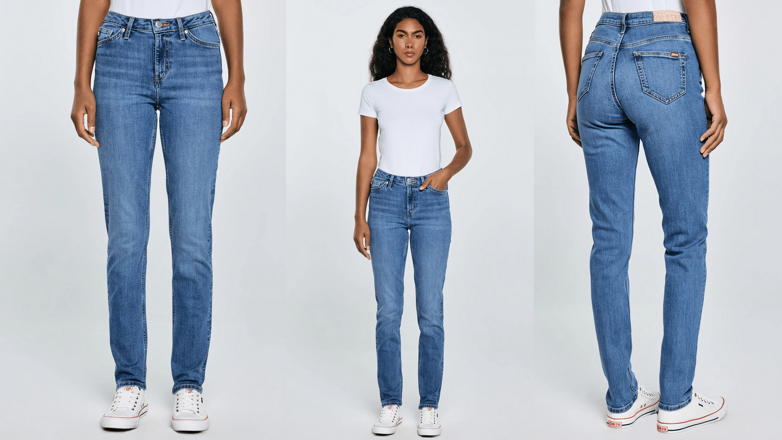 spodnie jeans trampki